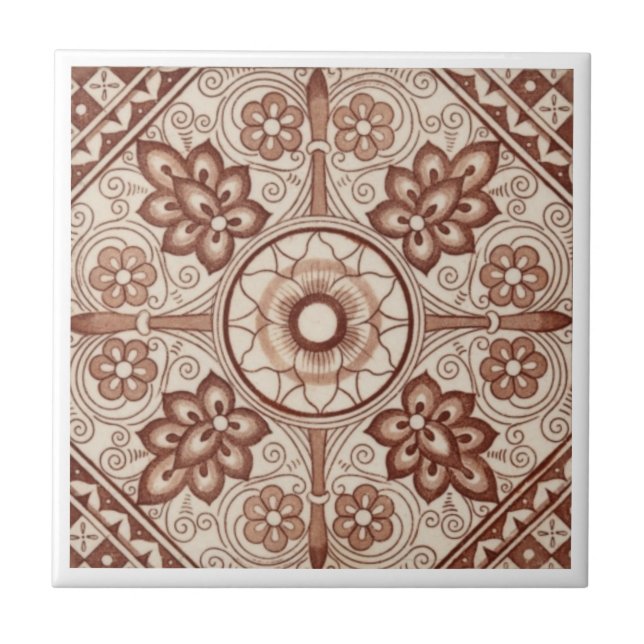 VT0100 Reproduction Antique Transferware Ceramic Tile (Front)