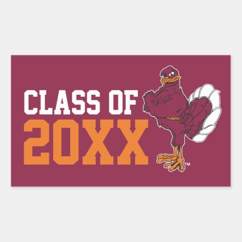 VT Class of with Hokie Bird Rectangular Sticker