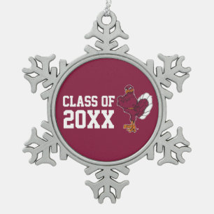 VT Class of with Hokie Bird Snowflake Pewter Christmas Ornament