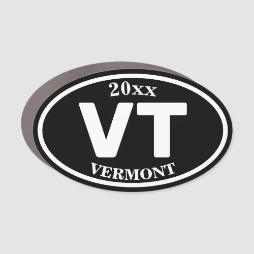 VT Vermont Do_Vt 2 Letter Black Custom Oval Car Magnet