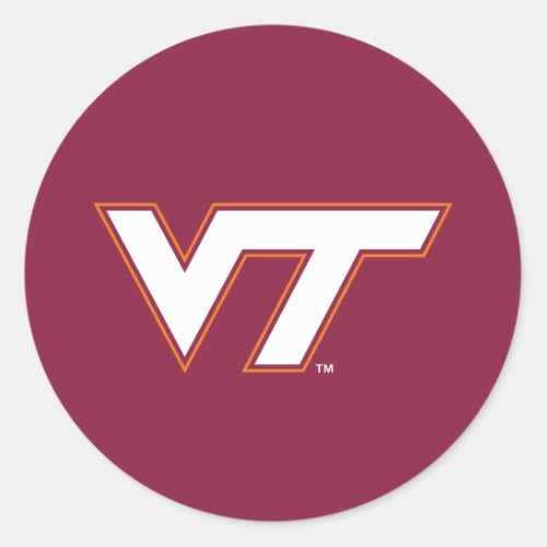 VT Virginia Tech Classic Round Sticker