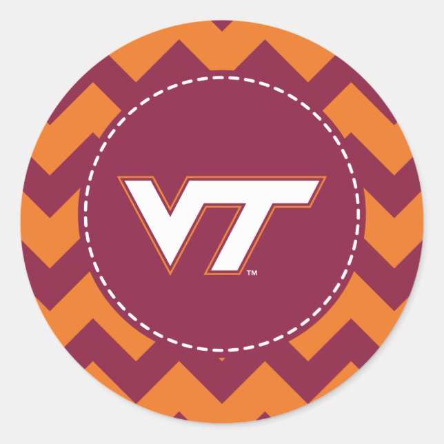 VT Virginia Tech Classic Round Sticker (Front)