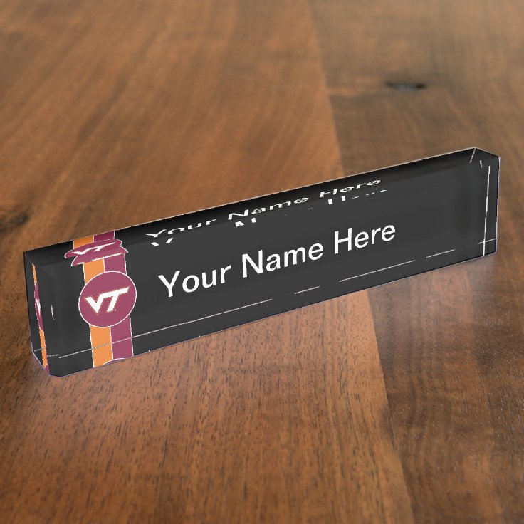 VT Virginia Tech Desk Name Plate Zazzle
