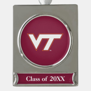 VT Virginia Tech Silver Plated Banner Ornament