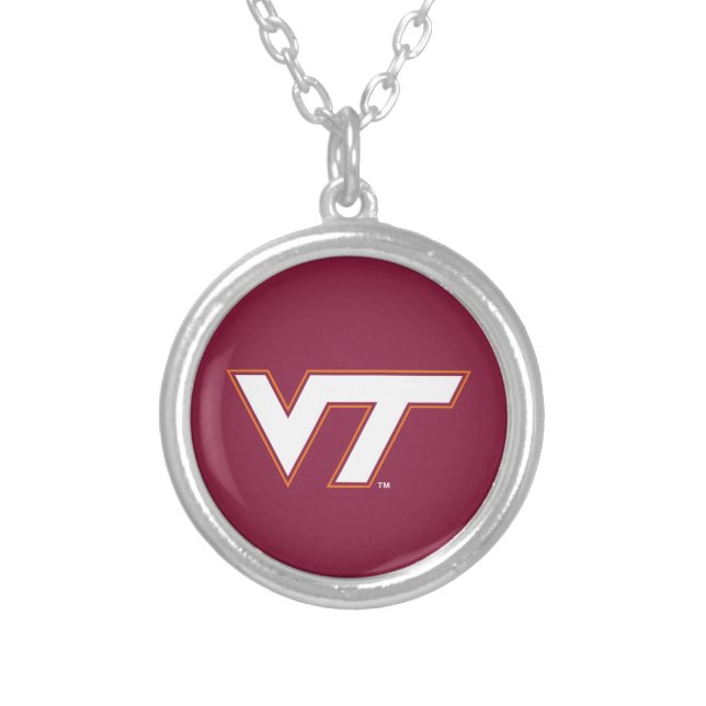VT Virginia Tech Silver Plated Necklace (Front)