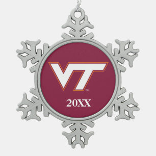 VT Virginia Tech Snowflake Pewter Christmas Ornament