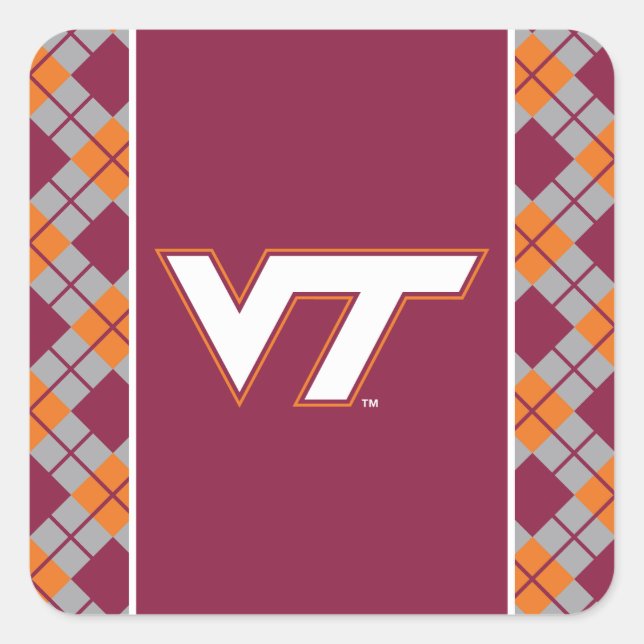 VT Virginia Tech Square Sticker (Front)