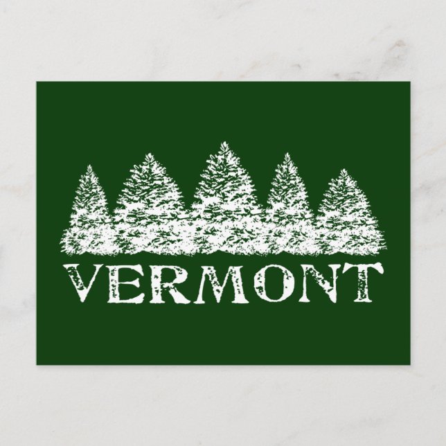 VT Winter Evergreens Postcard (Front)
