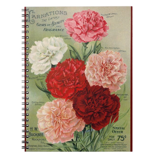 VTG Botanical Carnation Spiral Notebook (Front)