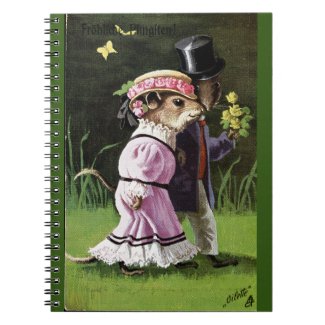 VTG Romantic Mouse Couple Spiral Notebook