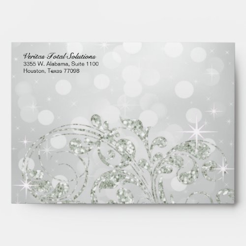 VTS Glamour Glitter Luxe Bokeh A7 Linen silver ice Envelope