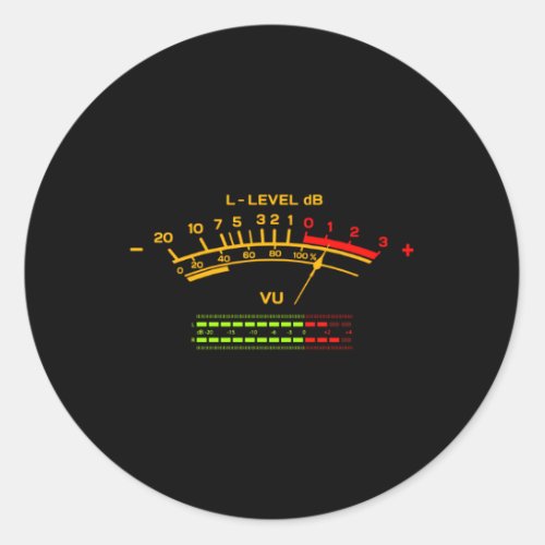 Vu Meter Hi_Fi Audio Stereo Music Sound Classic Round Sticker