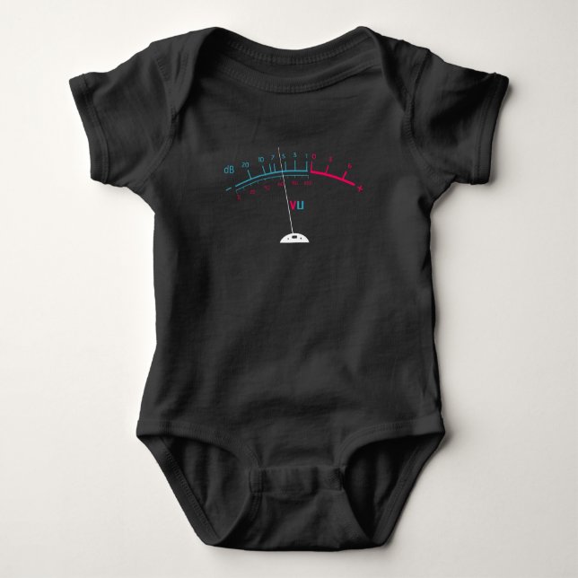 VU Meter Techno db Bass Music DJ edm Party Baby Bodysuit (Front)