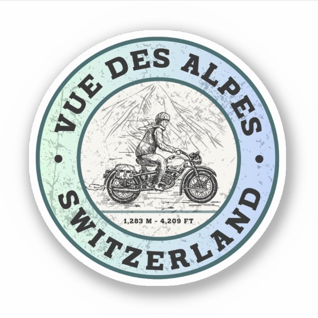 Vue des Alpes swiss–alps motorcycle tour Sticker (Front)