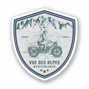 Vue des Alpes swiss–alps motorcycle tour Sticker