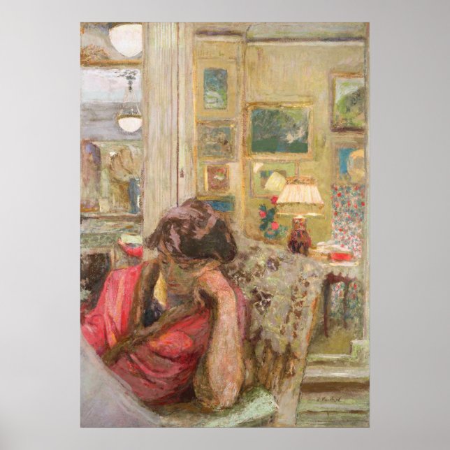 Vuillard, Woman Reading a Newspaper, Evening, Art Poster (Front)