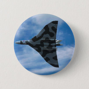 Vulcan bomber in flight pinback button