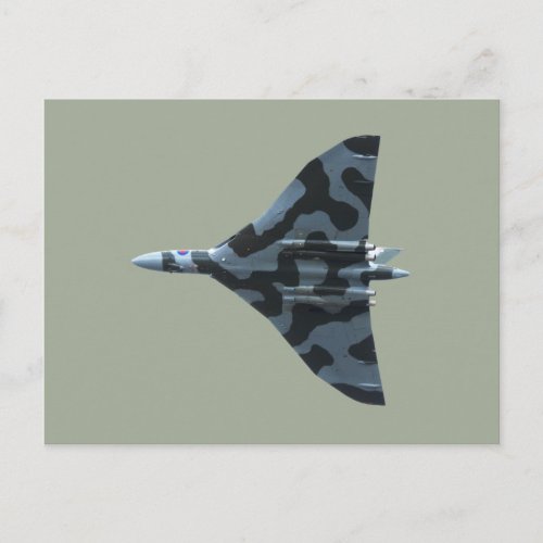 Vulcan bomber in flight postcard