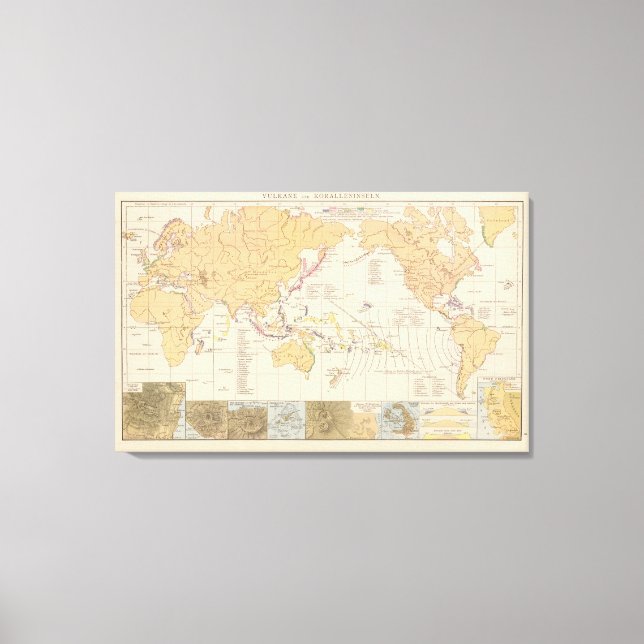 Vulkane, Koralleninseln Atlas Map Canvas Print (Front)