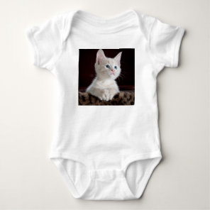 Vulnerable White Kitten Baby Bodysuit
