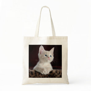 Vulnerable White Kitten Tote Bag