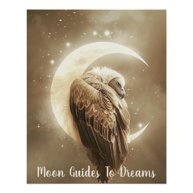 Vulture bird baby sleeping on Moon Poster (Front)