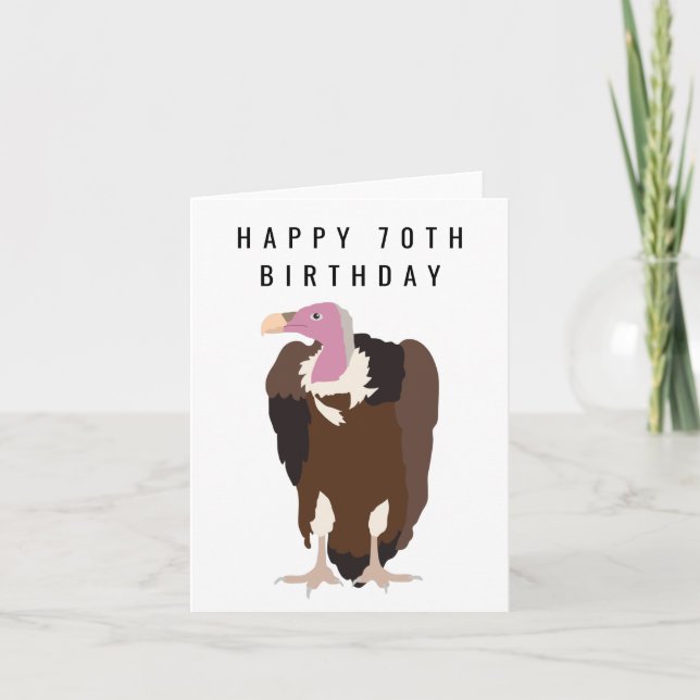 Vulture Bird Illustration Happy 70th Birthday Card (Front)