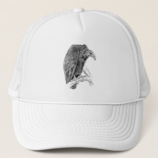 Vulture Bird Realistic Sketch Trucker Hat (Front)