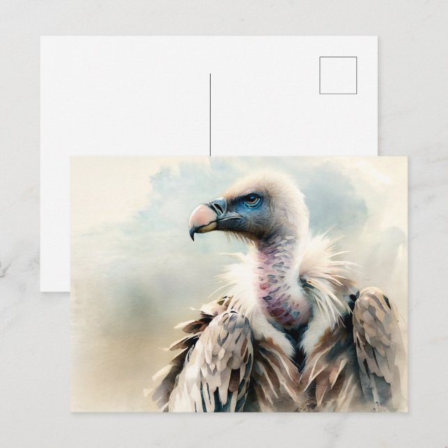 Vulture Bird Watercolor Portrait Postcard (Front/Back)