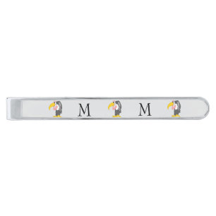Vulture Design Monogrammed Silver Finish Tie Bar