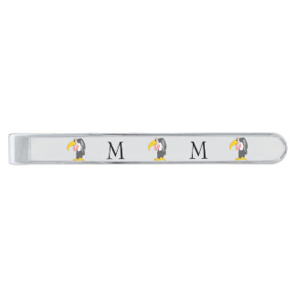 Vulture Design Monogrammed Silver Finish Tie Bar