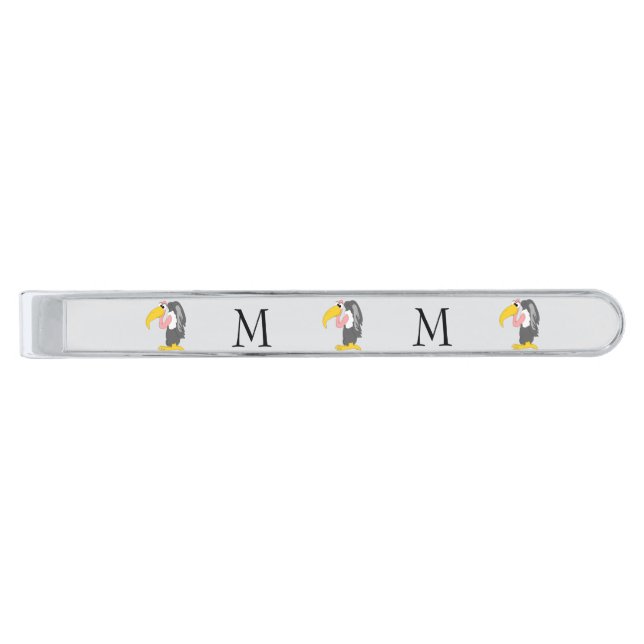 Vulture Design Monogrammed Silver Finish Tie Bar (Front)