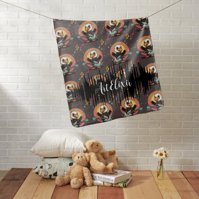 Vulture Music Kawaii Print Baby Blanket (In Situ)