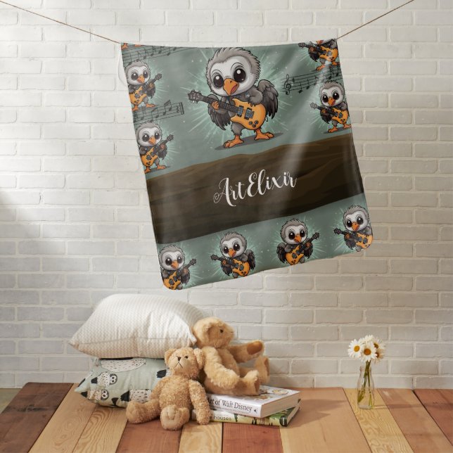 Vulture Musician Print Baby Blanket (In Situ)
