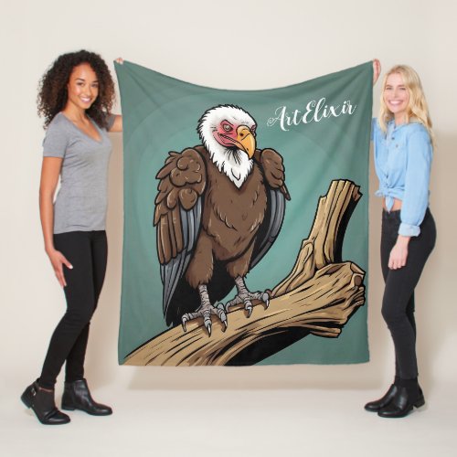 Vulture Realistic Drawing Print  Fleece Blanket