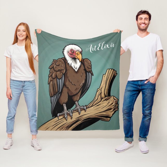 Vulture Realistic Drawing Print  Fleece Blanket (In Situ)