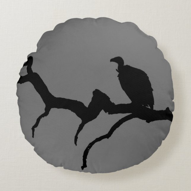 Vulture Silhouette Round Pillow (Front)