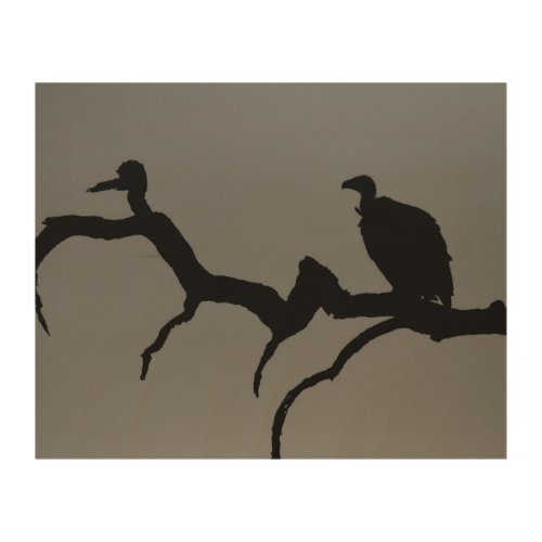 Vulture Silhouette Wood Wall Art