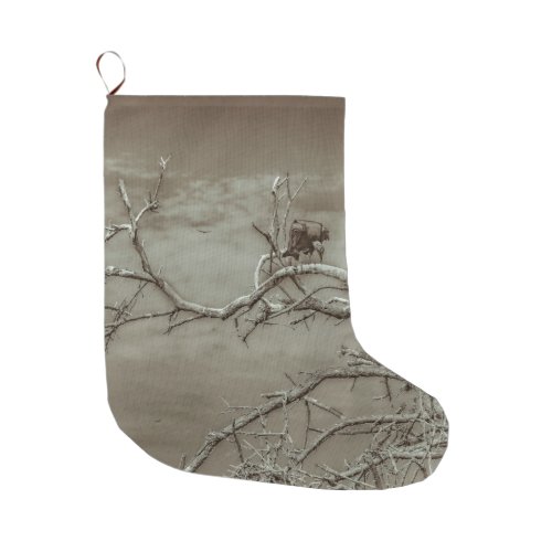 Vultures at Top of Leaveless Tree Large Christmas Stocking