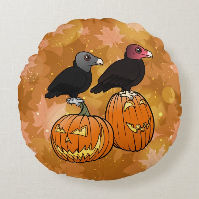 Vultures Celebrate Halloween! Round Pillow (Front)