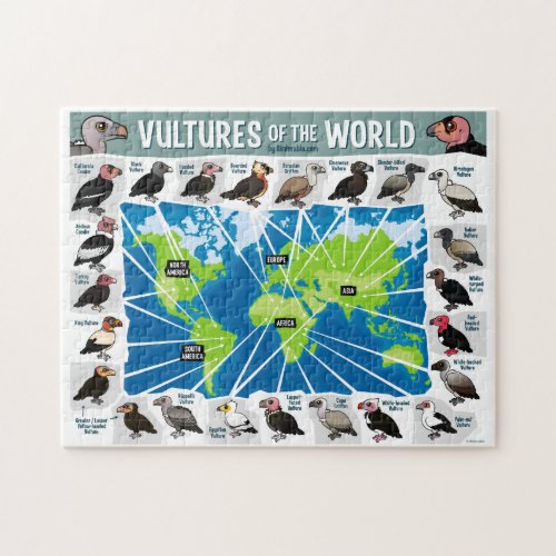 Vultures of the World Map Jigsaw Puzzle
