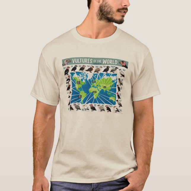 Vultures of the World Map T-Shirt (Front)