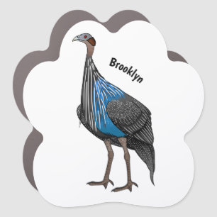 Vulturine guineafowl bird cartoon illustration  car magnet
