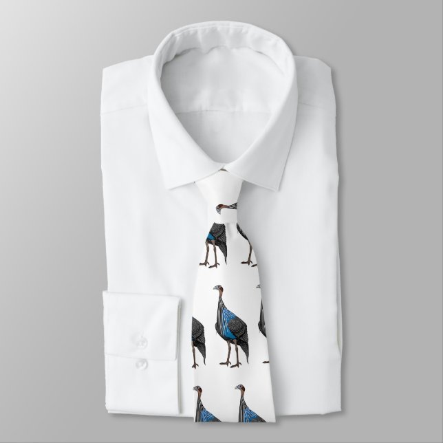 Vulturine guineafowl bird cartoon illustration  neck tie (Tied)