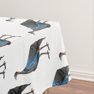 Vulturine guineafowl bird cartoon illustration tablecloth
