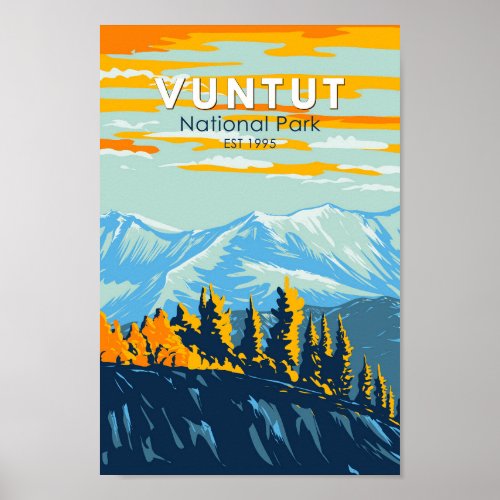 Vuntut National Park Canada Travel Art Vintage Poster