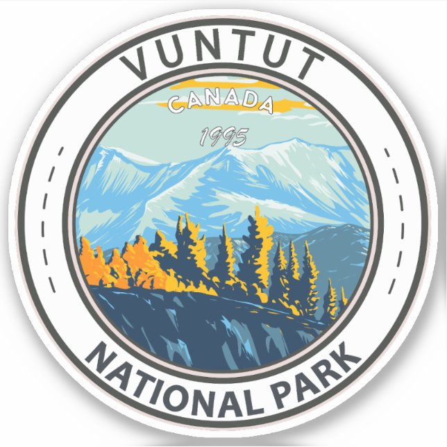 Vuntut National Park Canada Travel Art Vintage Sticker (Front)