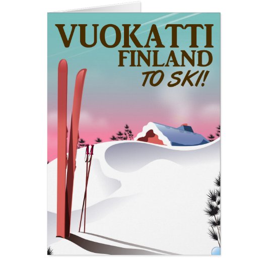 Vuokatti Finland ski poster Cards (Front)