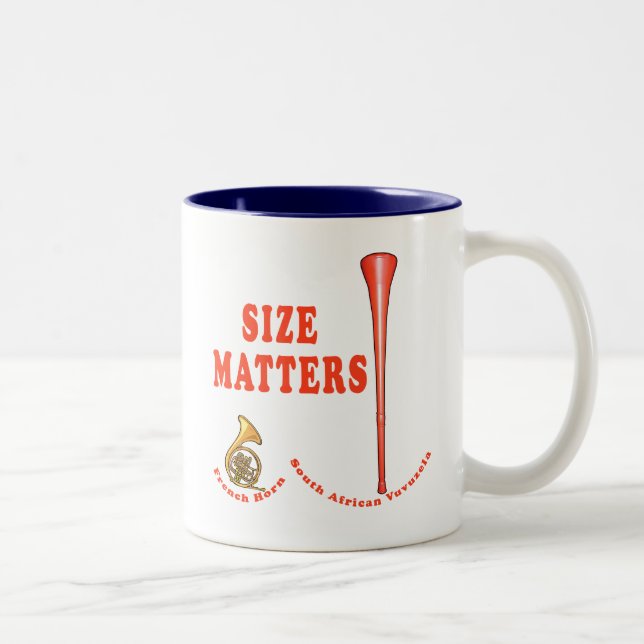 Vuvuzela Size Matters Funny Tshirt Design Two-Tone Coffee Mug (Right)