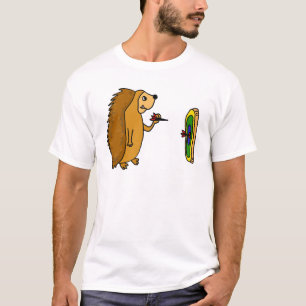 VV- Funny Hedgehog Throwing Darts Cartoon T-Shirt